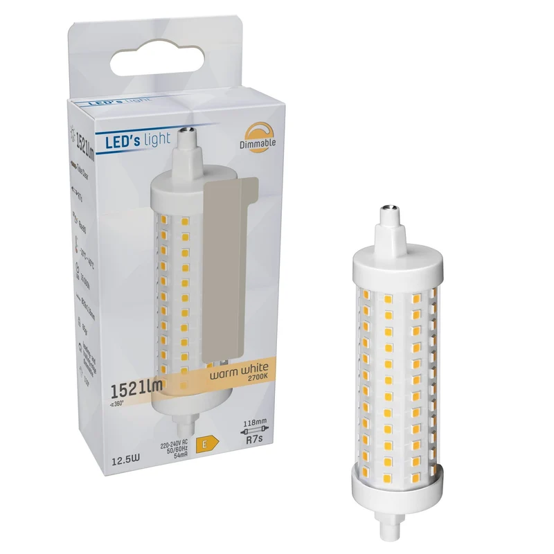 LED Röhre R7s 12,5W warmweiß Klar dimmbar Ersatz für 100W Halogenstab - LED's Light