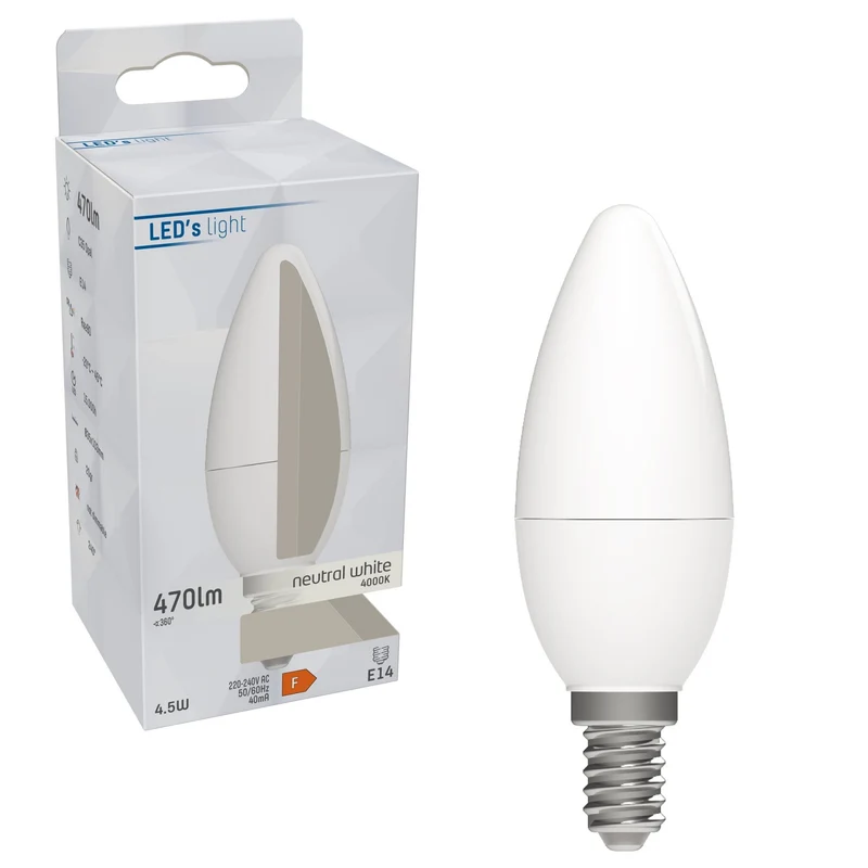 LED Kerze E14 4.5W neutralweiß Opal C35 - LED's Light