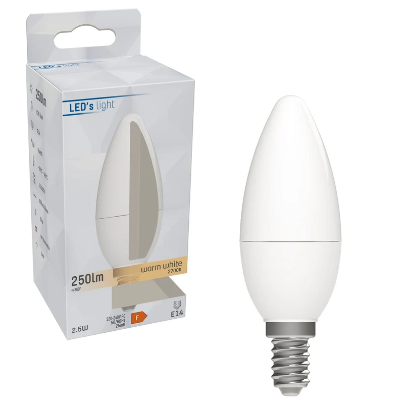 LED Kerze E14 2.5W warmweiß Opal C35 - LED's Light