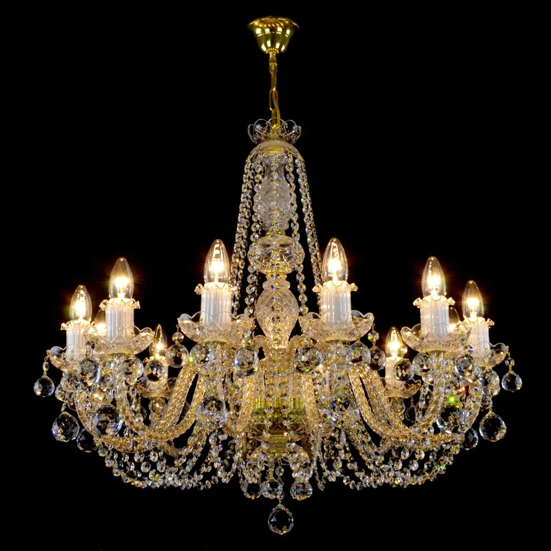 Casa Padrino Luxus Barock Kristall Kronleuchter Gold Ø 77 x H. 69 cm - Prunkvolle Messing Kronleuchter mit böhmischem Kristallglas - Barock Möbel - Edel & Prunkvoll