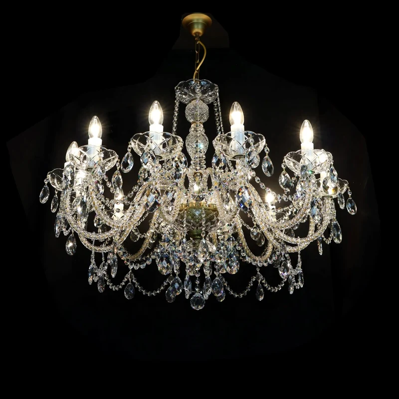 Casa Padrino Luxus Barock Kristall Kronleuchter Gold Ø 90 x H. 72 cm - Prunkvolle Messing Kronleuchter mit böhmischem Kristallglas - Barock Möbel - Edel & Prunkvoll
