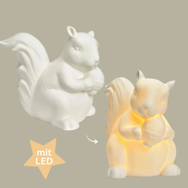 LED Porzellan Eichhörnchen weiß