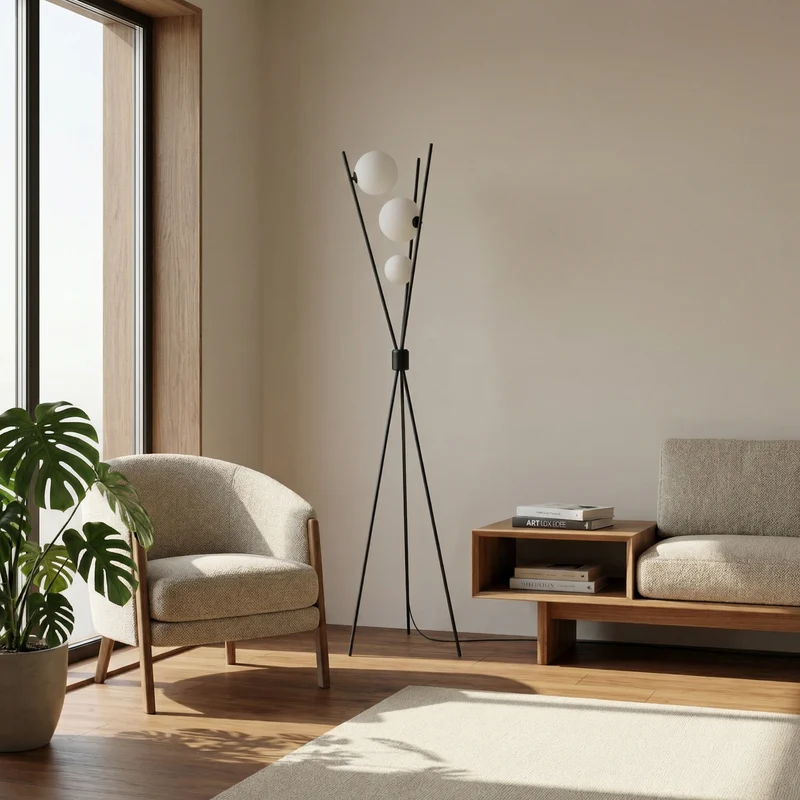 Vielseitige Stehlampe mit transparenten Glaskugeln – Vera