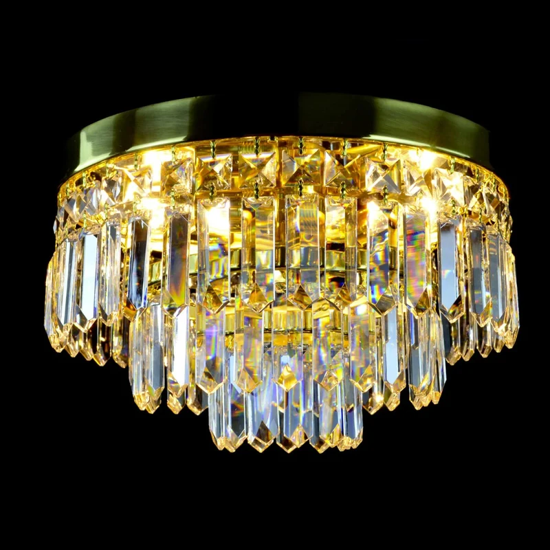Casa Padrino Luxus Kristall Kronleuchter Gold Ø 30 x H. 20 cm - Prunkvolle Messing Kronleuchter mit böhmischem Kristallglas - Barock Möbel - Edel & Prunkvoll