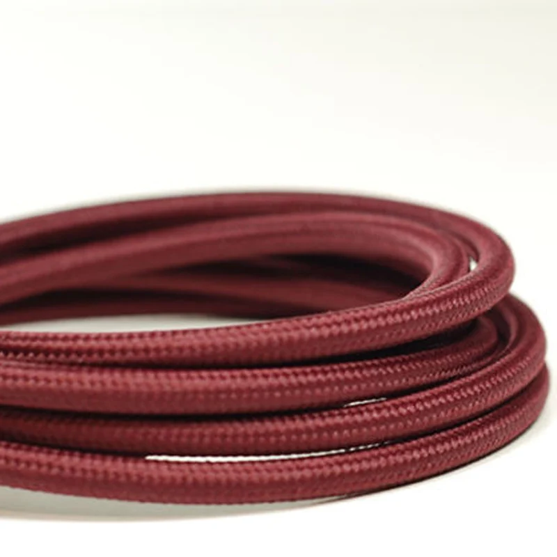 Stromkabel-Farben- kabel 2-adrig Burgund Rot Stoffkabel~2666