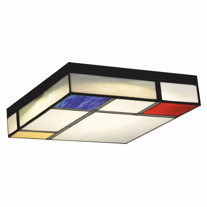 Casa Padrino Art Deco Tiffany LED Deckenleuchte Weiß / Rot / Blau / Gelb / Schwarz 30 cm - Art Deco Leuchten - Tiffany Leuchten
