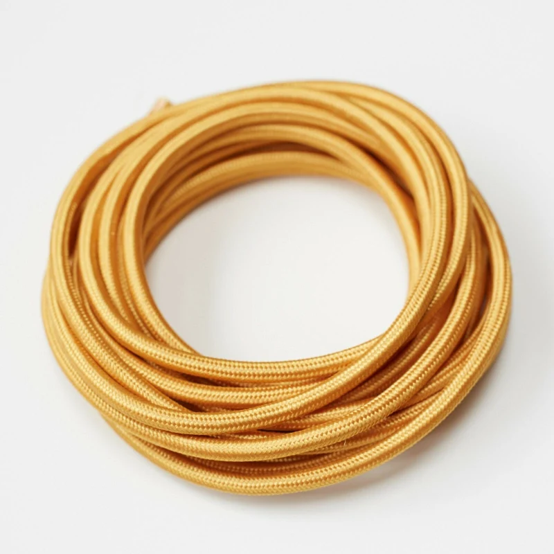 Ledsone Textilkabel 3-adrig Gold Rund Lampenkabel DIY ~1123