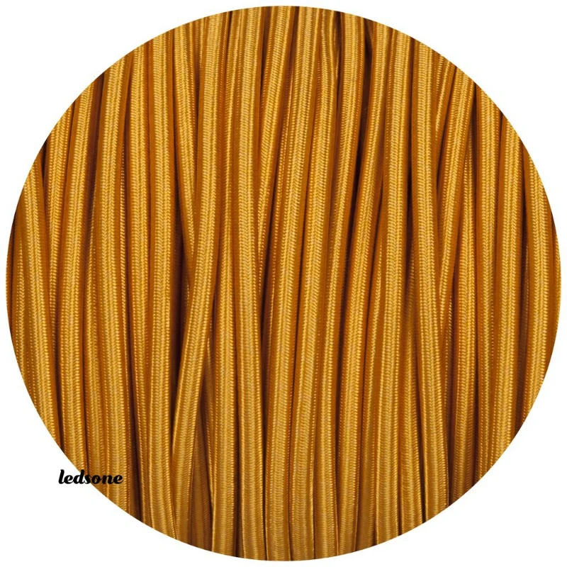 Ledsone Textilkabel 3-adrig Gold Rund Lampenkabel DIY ~1123