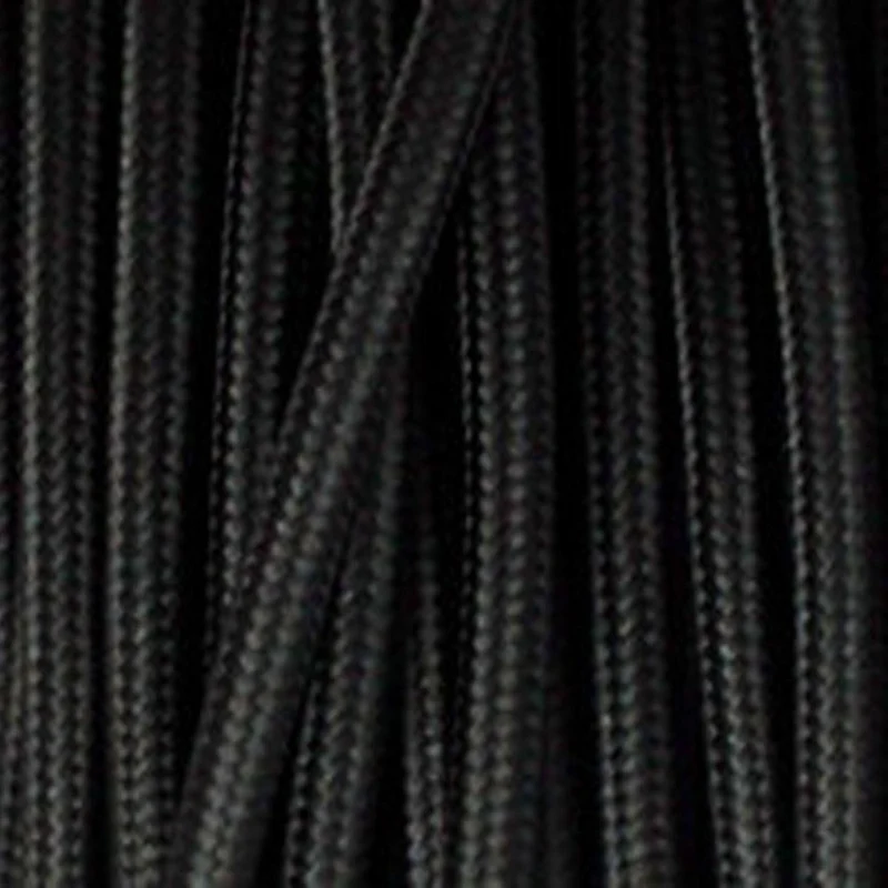 Vintage Textilkabel 3 Adriges Rundes schwarz Flex kabel~1126