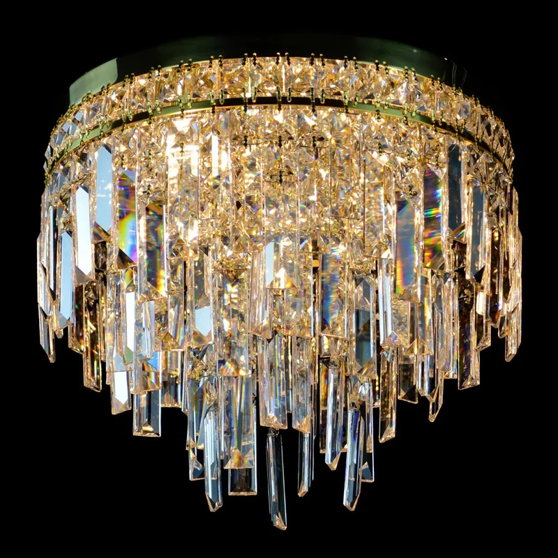 Casa Padrino Luxus Kristall Kronleuchter Gold Ø 35 x H. 30 cm - Prunkvolle Messing Kronleuchter mit böhmischem Kristallglas - Barock Möbel - Edel & Prunkvoll