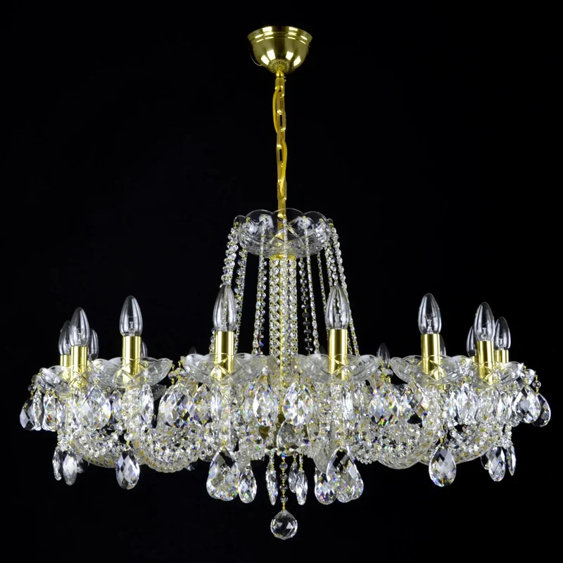 Casa Padrino Luxus Barock Kristall Kronleuchter Gold Ø 95 x H. 60 cm - Prunkvolle Messing Kronleuchter mit böhmischem Kristallglas - Barock Möbel - Edel & Prunkvoll