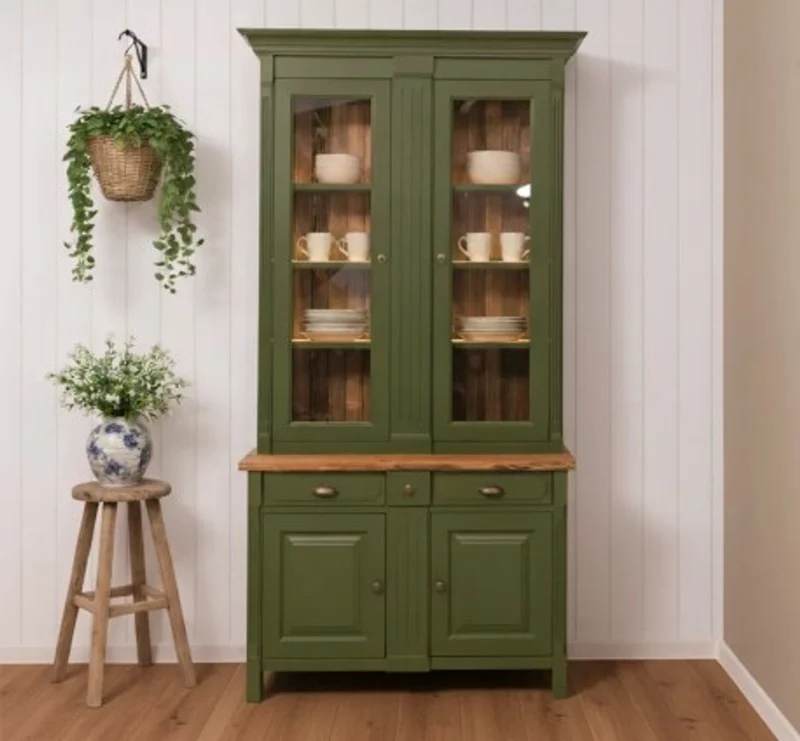 Casa Padrino Vitrine im Landhausstil mit 2 Türen, 110 x 50 x 230 cm