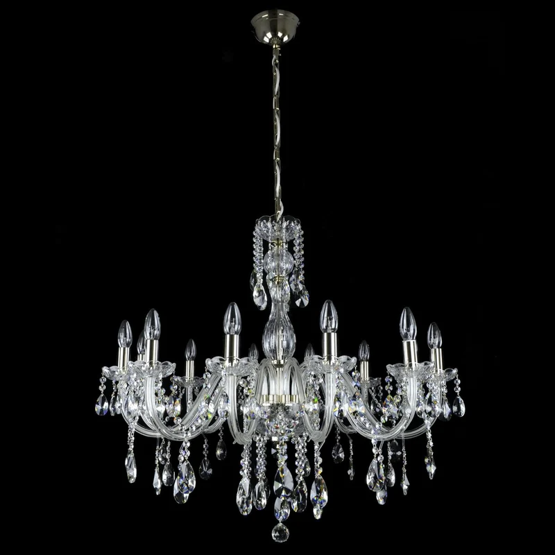 Casa Padrino Luxus Barock Kristall Kronleuchter Silber Ø 83 x H. 77 cm - Prunkvolle Messing Kronleuchter mit böhmischem Kristallglas - Barock Möbel - Edel & Prunkvoll