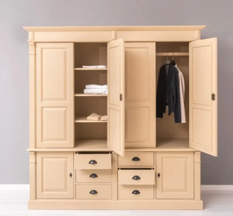 Casa Padrino Kleiderschrank im Landhausstil mit 6 Türen und 6 Schubladen, 198 x 59 x 200 cm