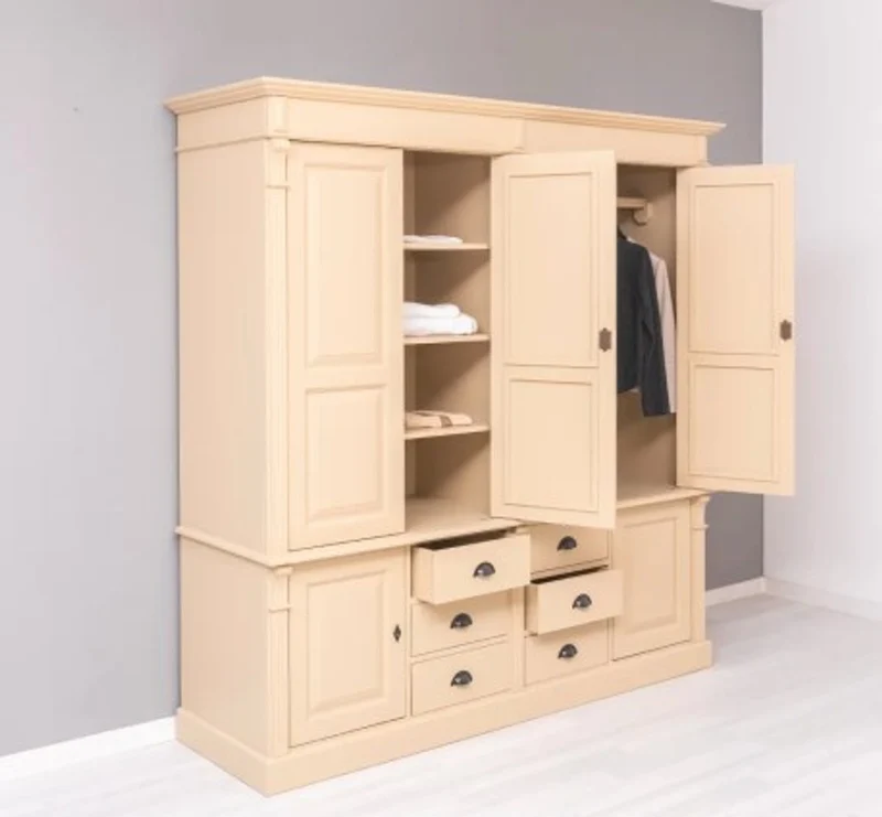 Casa Padrino Kleiderschrank im Landhausstil mit 6 Türen und 6 Schubladen, 198 x 59 x 200 cm