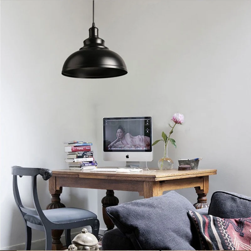 Vintage Pendelleuchte Innen Schwarz - Retro Hängelampe Esszimmer ~1103