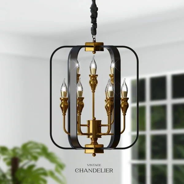 pendelleuchte schwarz/gold 9 Kerzen-kronleuchter modern~2717