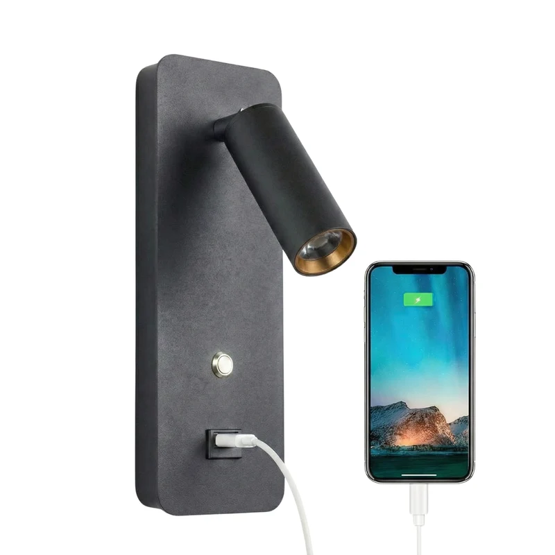 Minimalistische USB-Wandleuchte mit praktischem Design – Connexion