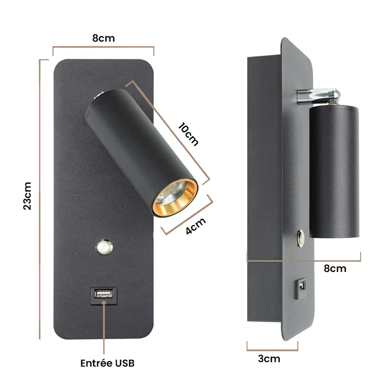 Minimalistische USB-Wandleuchte mit praktischem Design – Connexion