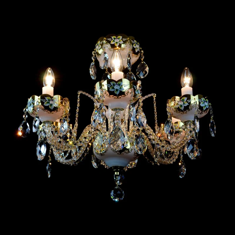 Casa Padrino Luxus Barock Kristall Kronleuchter Gold Ø 60 x H. 52 cm - Prunkvolle Messing Kronleuchter mit böhmischem Kristallglas - Barock Möbel - Edel & Prunkvoll