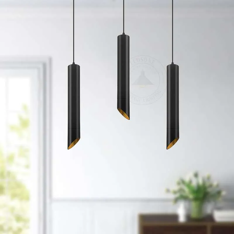 Ledsone Zylinder Pendelleuchte Schwarz-Gold GU10 ~2613