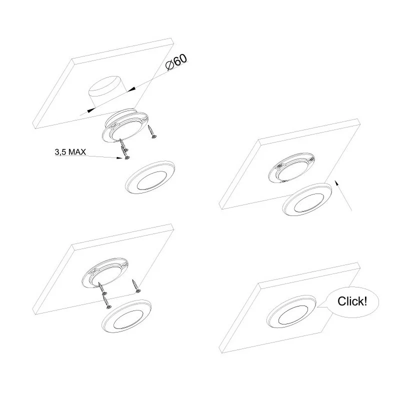 LED-Innenbeleuchtung / rund 92 mm / keine sichtbaren Befestigungen / 420 Lumen = 35-W-Glühlampe