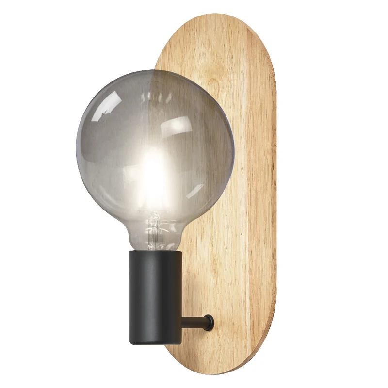 OSRAM DECOR Wood Wall Wandleuchte, schwarz/holz, E27