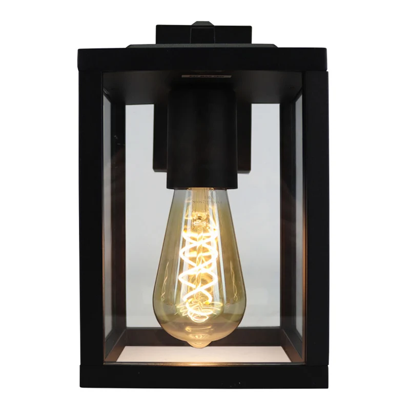 Außenwandleuchte aus Metall und Glas | Zeitgenössisch | E27-Fassung | Schwarz