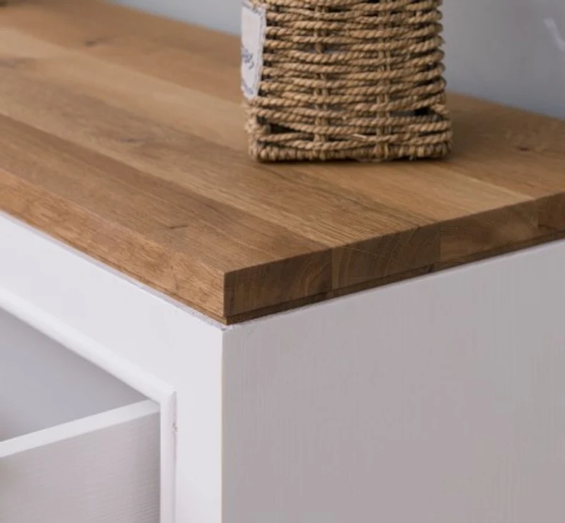 Casa Padrino Schuhschrank im Landhausstil mit 2 Türen, 1 Schublade und Eichenholzplatte, 100 x 35 x 110 cm