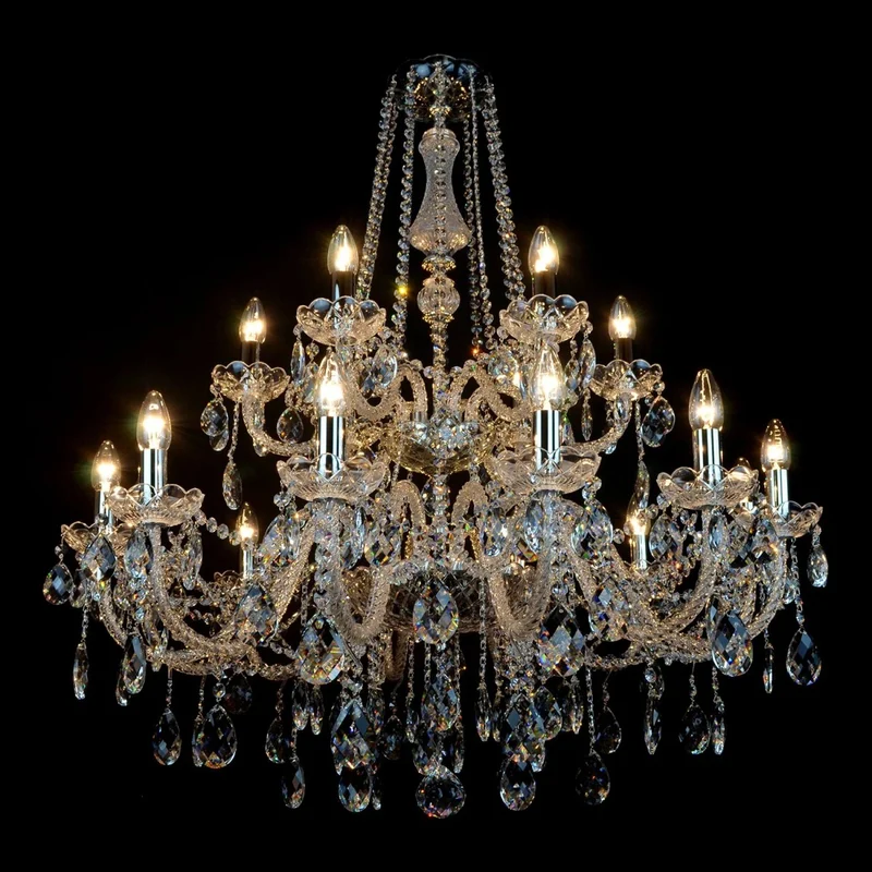 Casa Padrino Luxus Barock Kristall Kronleuchter Silber Ø 92 x H. 95 cm - Prunkvolle Messing Kronleuchter mit böhmischem Kristallglas - Barock Möbel - Edel & Prunkvoll