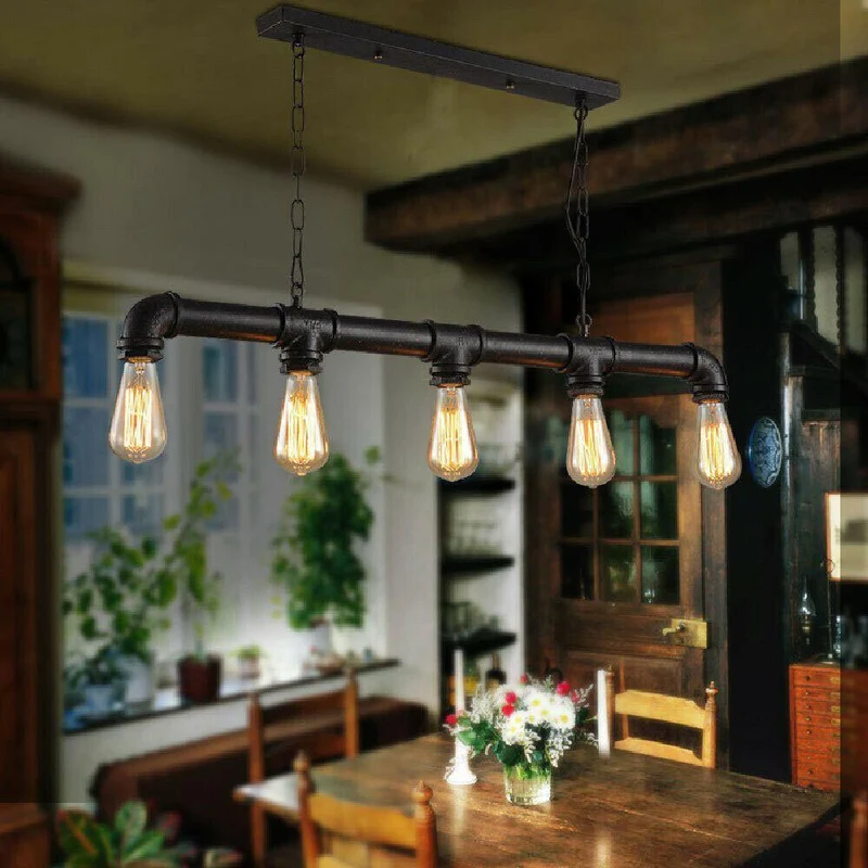5 Flammig Rohr Hängelampe Industrial Pendelleuchte~1427