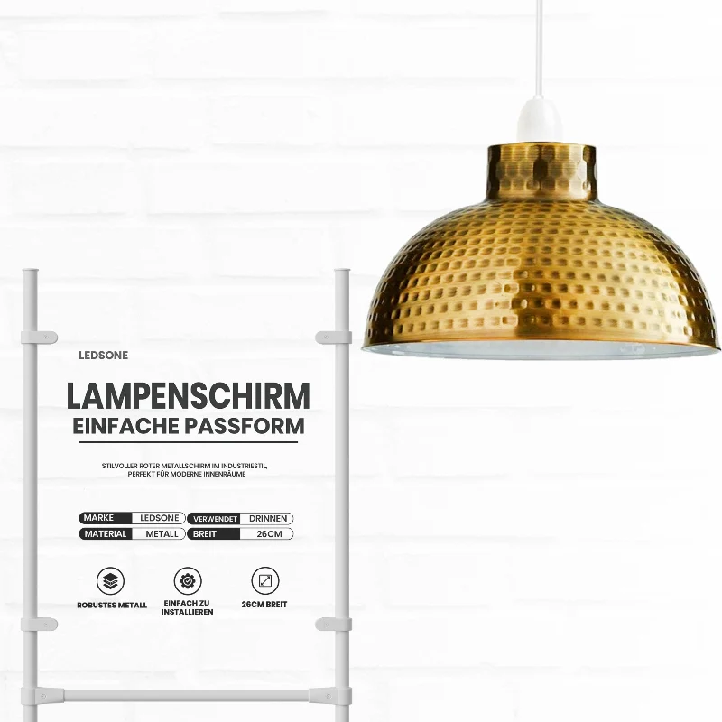 Lampenschirm Industrial – Gehämmertes Metall, 26cm, 5 Farben ~2726
