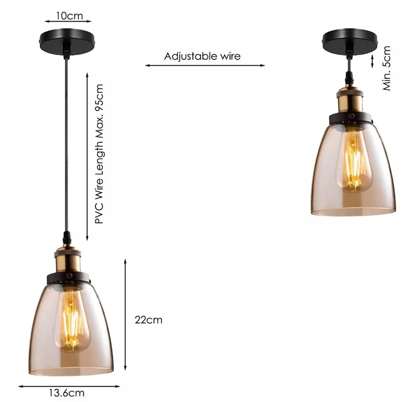 Moderner E27 Leuchte Glas für Pendelleuchte Hängelampe~2602