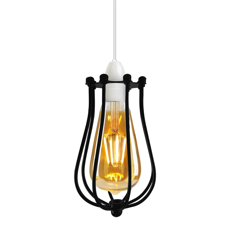 Modern Schwarze Pendelleuchte aus Draht kreativ für Zuhause ~ 2676