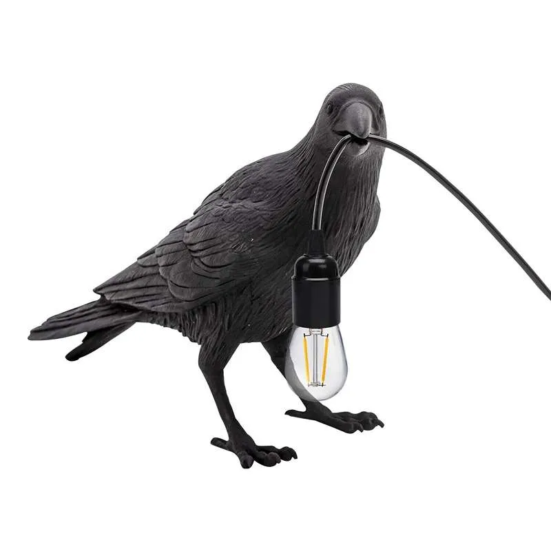 Vogel Tischlampe Krähe E27 Nachttischleuchte – UK Stecker ~2589