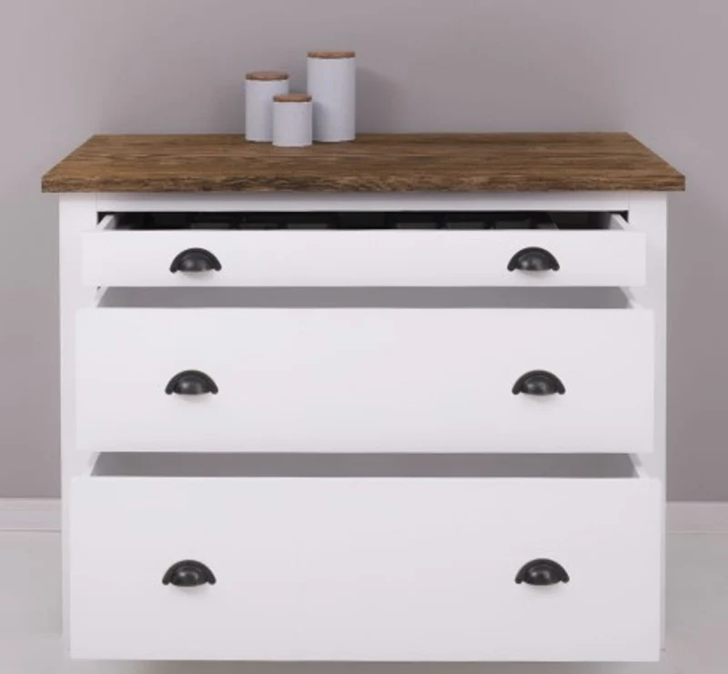 Casa Padrino Küchenschrank im Landhausstil mit 3 Schubladen, 110 x 65 x 90 cm