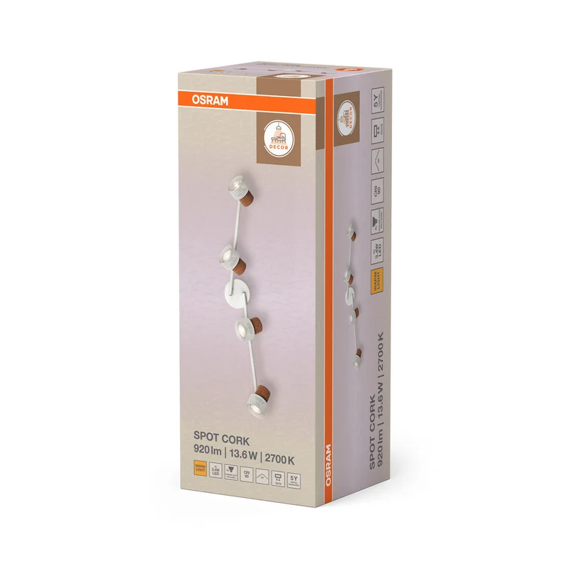 OSRAM DECOR SPOT CORK Deckenleuchte, 4 x 3,4W, 920lm, weiß