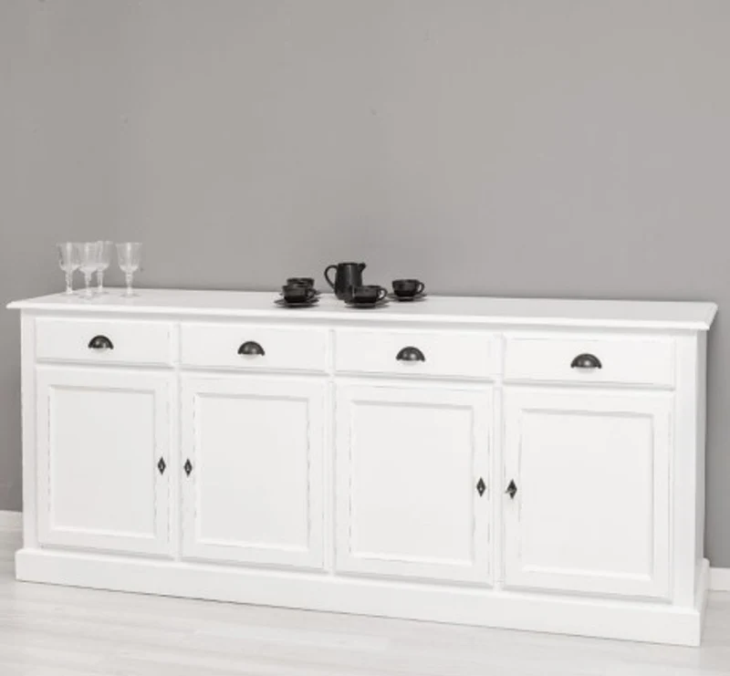 Casa Padrino Sideboard im Landhausstil mit 4 Türen und 4 Schubladen, 224 x 45 x 90 cm