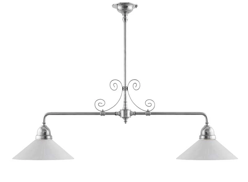 Taklampa - Spelbordslampa med ornament nickel, vit skärm