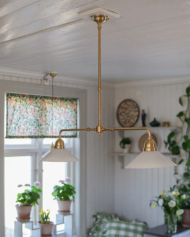Taklampa - Spelbordslampa mässing, raka skärmar