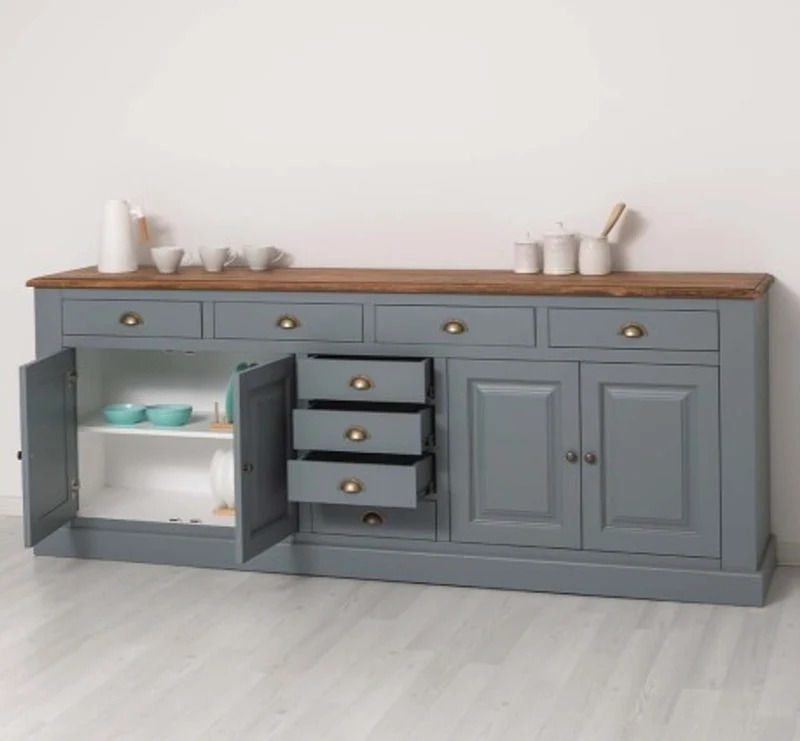 Casa Padrino Sideboard im Landhausstil mit 4 Türen, 8 Schubladen und Eichenholzplatte, 239 x 47 x 93 cm