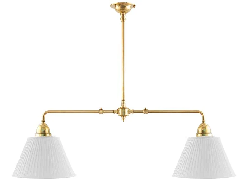 Taklampa - Spelbordslampa mässing, tygskärmar