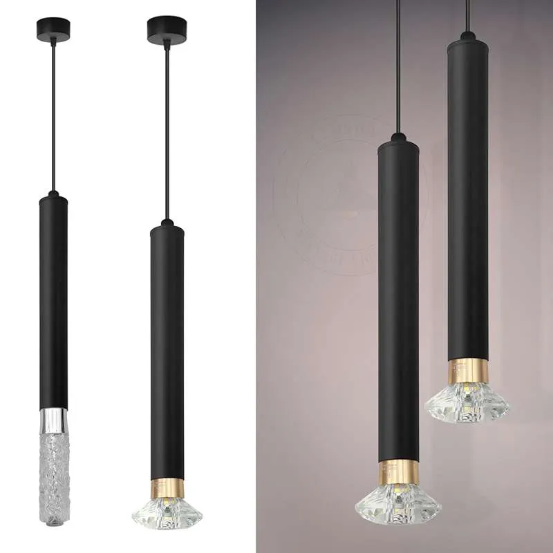 Moderne Zylindrische Pendelleuchte Schwarz Hängelampe~2631