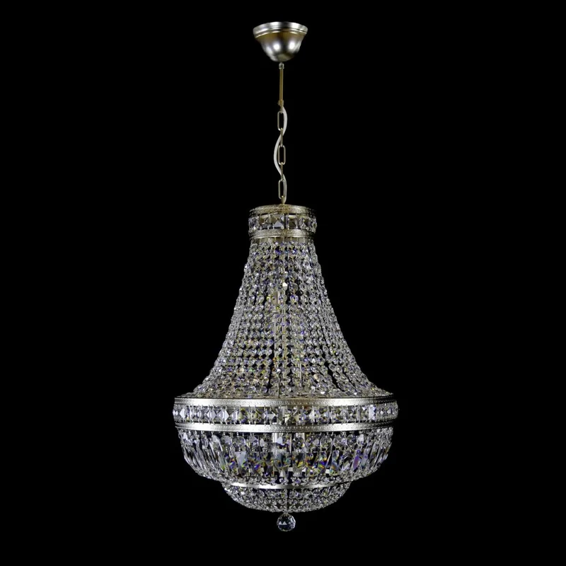 Casa Padrino Luxus Barock Kristall Kronleuchter Silber Ø 50 x H. 75 cm - Prunkvolle Messing Kronleuchter mit böhmischem Kristallglas - Barock Möbel - Edel & Prunkvoll