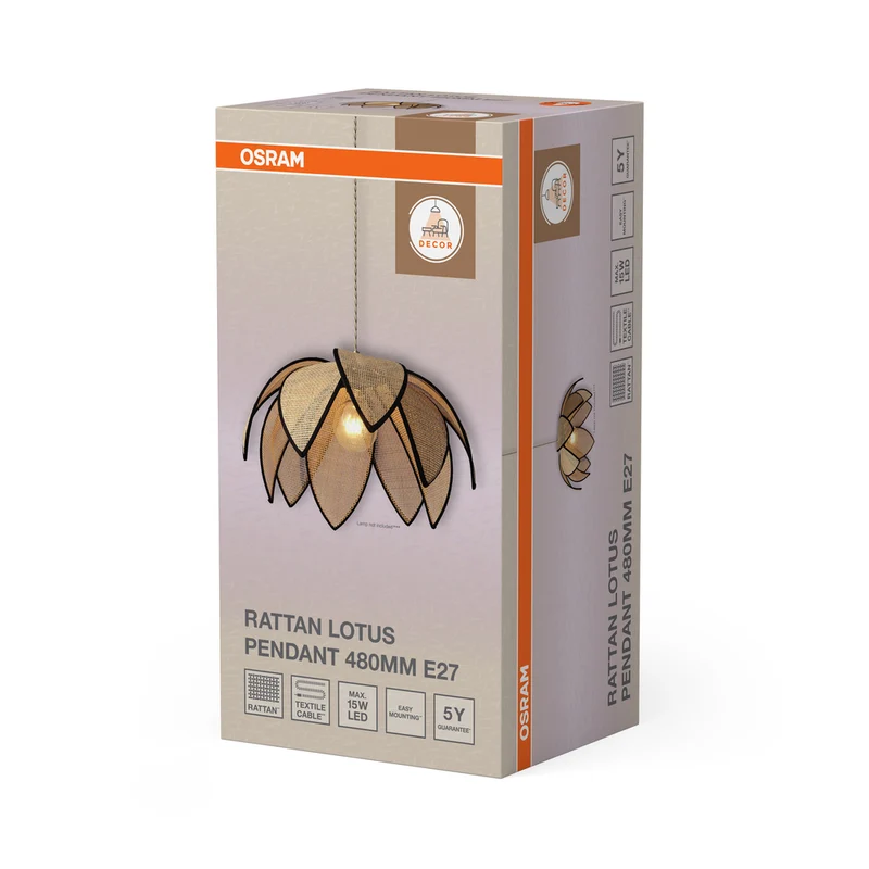 OSRAM DECOR Rattan Lotus Pendelleute E27 Braun