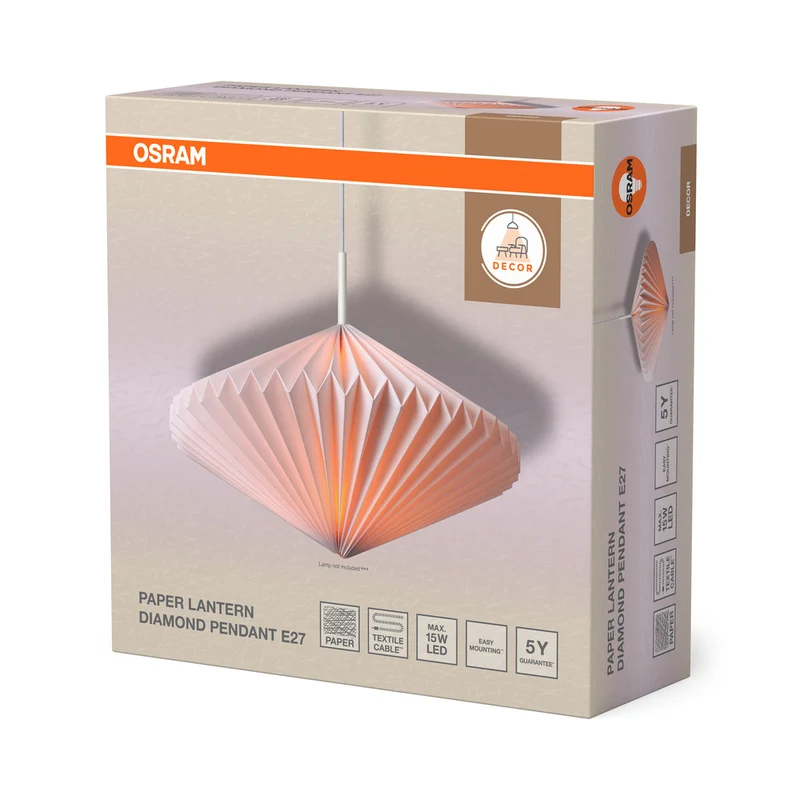 OSRAM DECOR Paper Lantern Diamond Pendelleuchte E27 Weiß