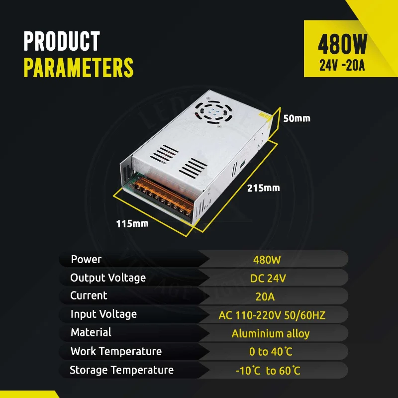 LED Netzteil 24V 20A 480W Aluminium Transformator ~2442