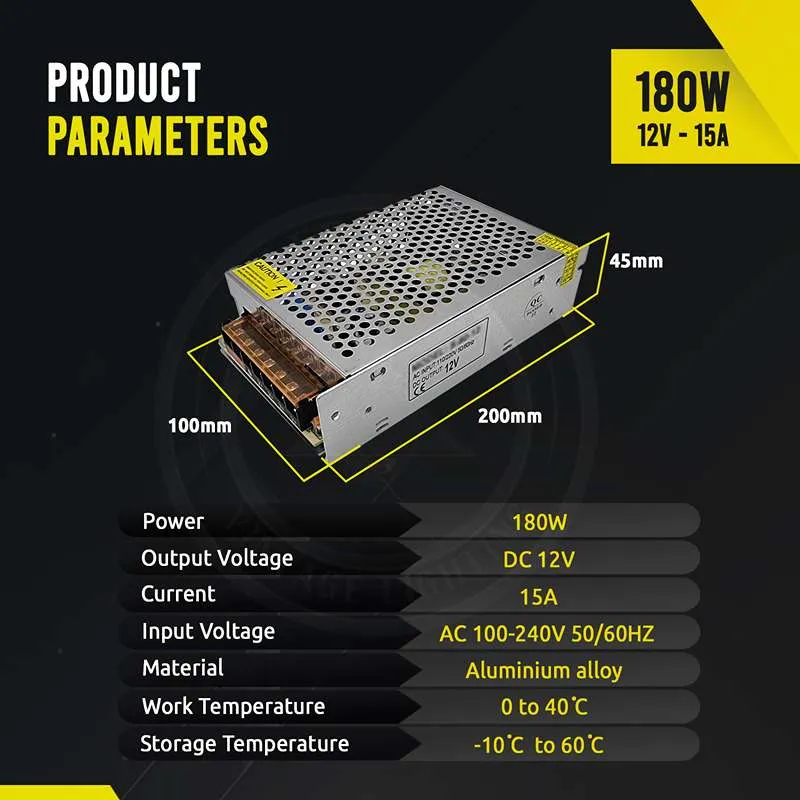 180W DC12V IP20 Universal geregelter 15 Ein LED-Transformator~2436