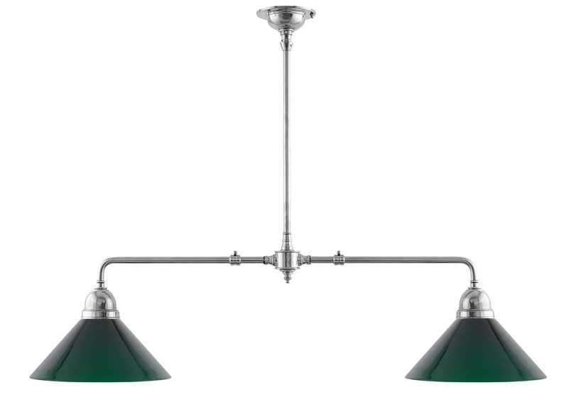 Taklampa - Spelbordslampa nickel, gröna skärmar