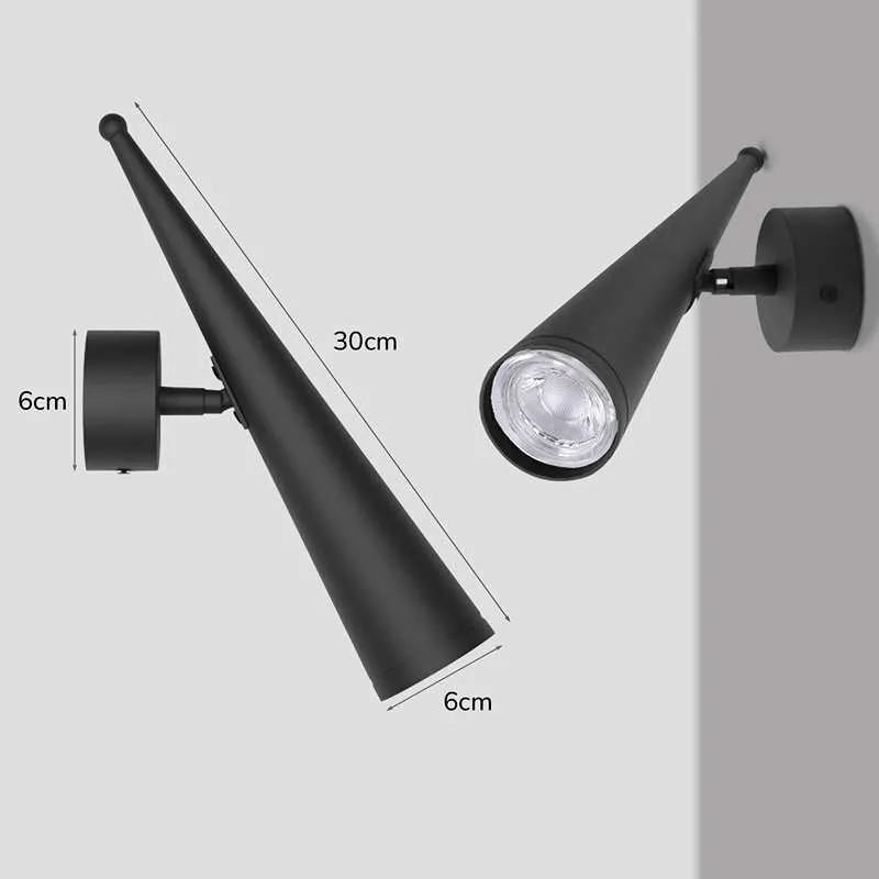 Schwarze LED Wandleuchte mit Kegel-Schirm Modernes Design~2623